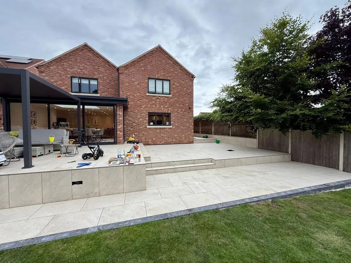 Patio installation in Norfolk by Hilton & Green Landscaping